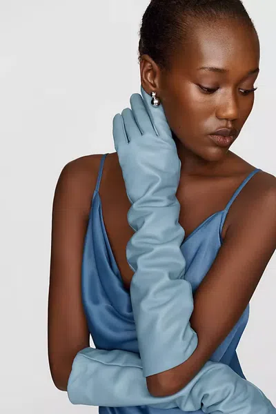 By Anthropologie Longline Leather Gloves In Blue
