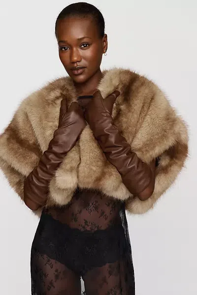By Anthropologie Longline Leather Gloves In Brown