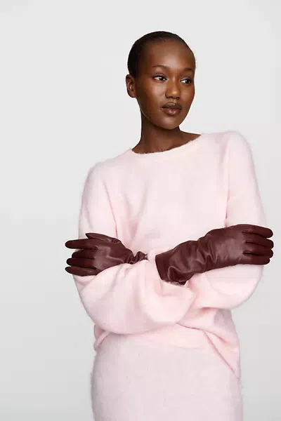 By Anthropologie Medium Leather Gloves In Burgundy