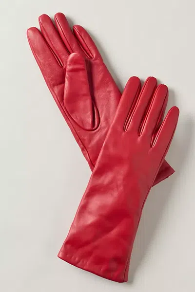 By Anthropologie Medium Leather Gloves In Red