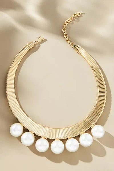 By Anthropologie Pearl Embellished Collar Necklace In White
