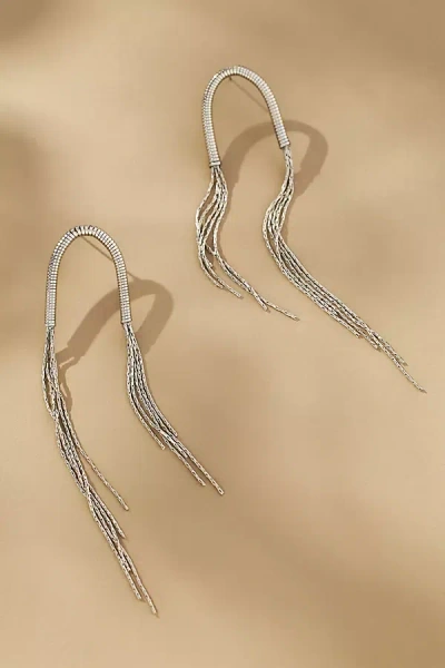 By Anthropologie Slinky Waterfall Drop Earrings In Silver