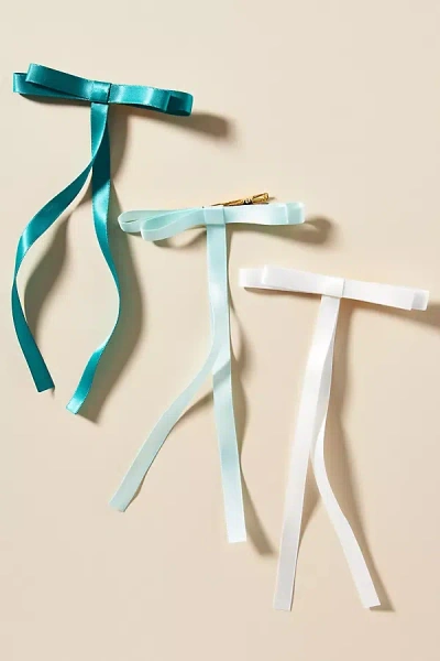 By Anthropologie Small Skinny Hair Bows, Set Of 3 In Blue
