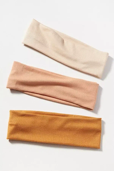 By Anthropologie Solid Stretch Headbands, Set Of 3 In Pink