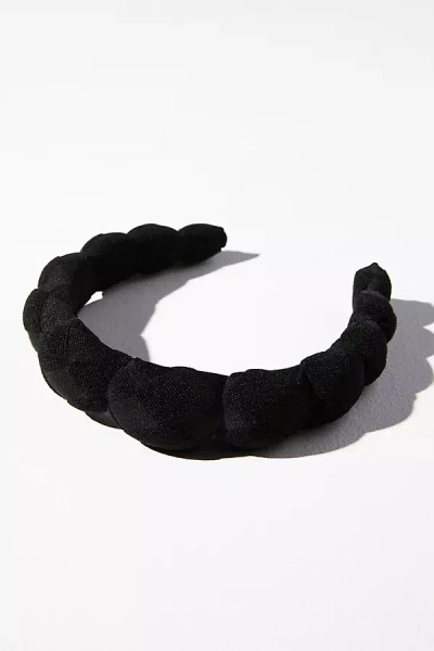 By Anthropologie Terry Checkered Puff Twist Headband In Black