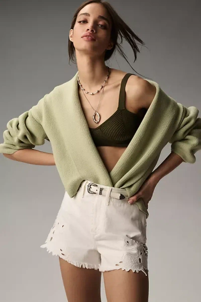 By Anthropologie The Mariel Cropped Cardigan Sweater In Green