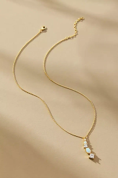 By Anthropologie Vertical Stone Drop Necklace In White
