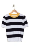 By Design Juni Stripe Knit Shirt In Banana/ Navy Blazer/ Gardenia