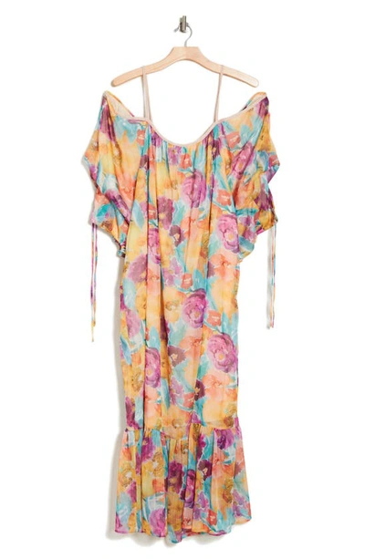 By Design Mira Cold Shoulder Maxi Dress In Watercolor Floral