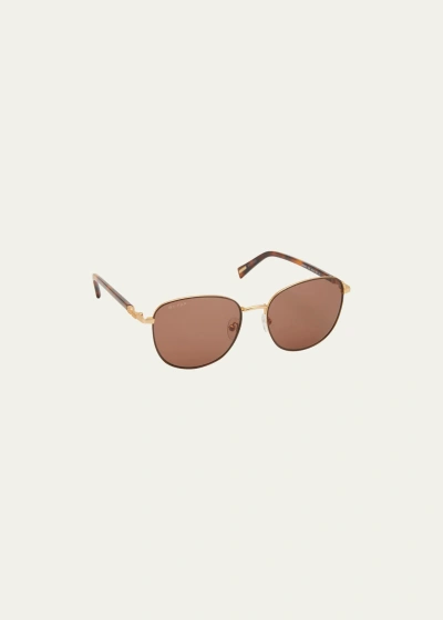 By Far Gibson Matt Round Metal Sunglasses In Brown