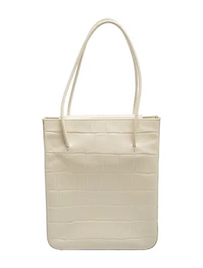 Pre-owned By Far Leather Tote In Neutrals