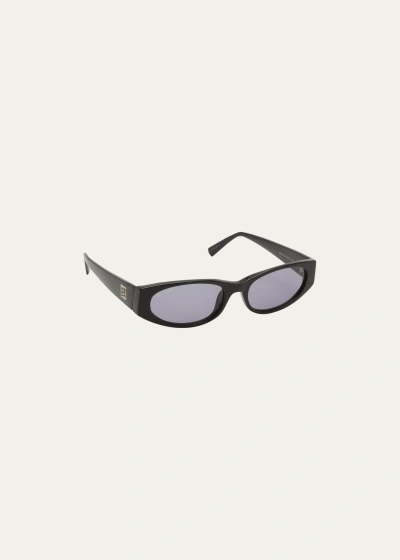 By Far Rodeo Round Acetate Sunglasses In Black
