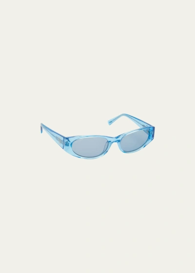 By Far Rodeo Round Acetate Sunglasses In Blue