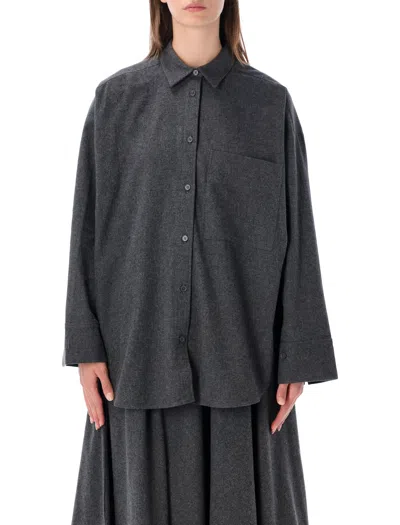 By Malene Birger Grey Derris Textured Flannel Casual Shirt In Gray