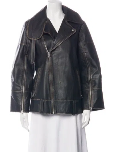 Pre-owned By Malene Birger Leather Biker Jacket In Black