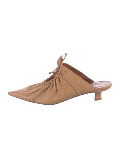 Pre-owned By Malene Birger Leather Mules In Neutrals