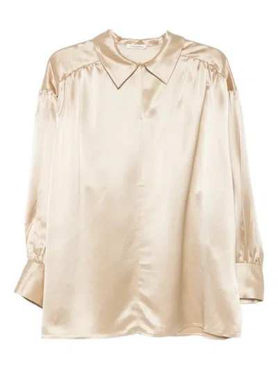 By Malene Birger Long-sleeve V-neck Blouse In Gold