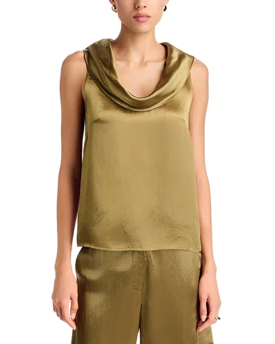 By Malene Birger Viola Cowl Neck Satin Tank Top In Green