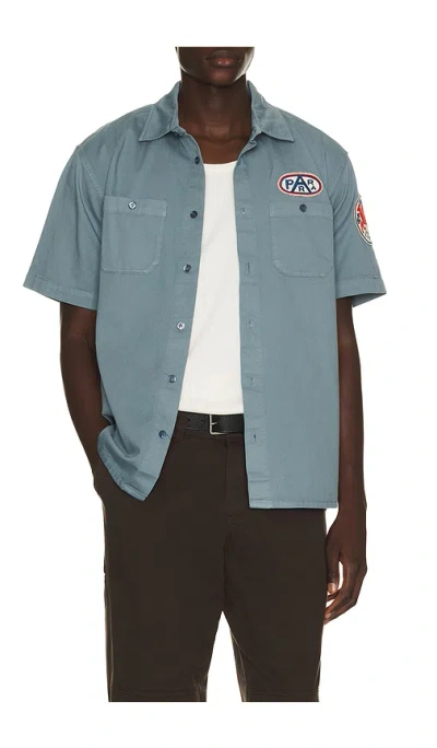 By Parra Gas Station Short Sleeve Shirt In Blue