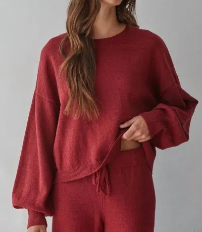 By Together Mara Knit Sweater Pullover In Wine In Pink