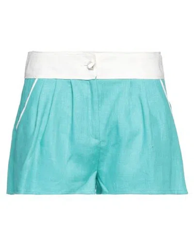 Byblos Woman Shorts & Bermuda Shorts Turquoise Size 4 Linen In Blue
