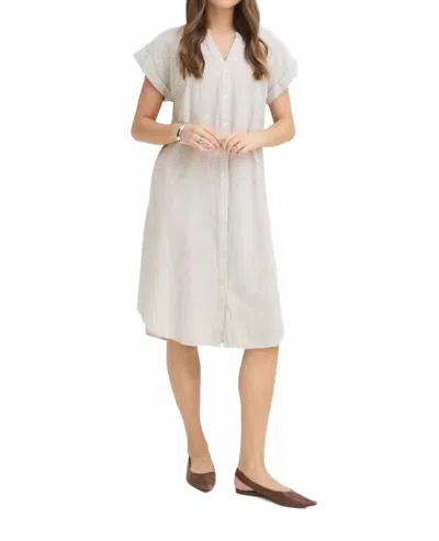 B.young Button Down Cuffed Sleeve Linen Dress In Vetiver In White