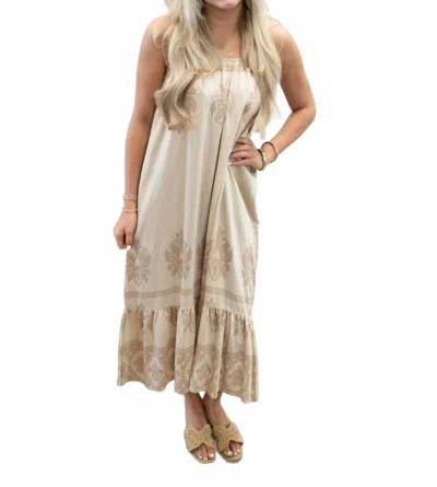 B.young Jayci Midi Dress In Tan In Multi