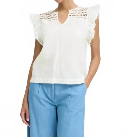 B.young Katrina Frill Top In Marshmallow In White