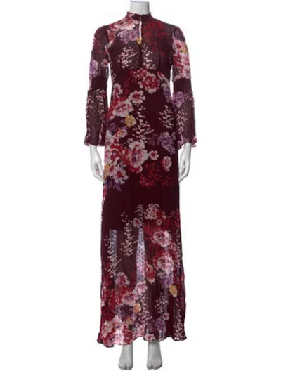 Pre-owned Bytimo Floral Print Long Dress In Red