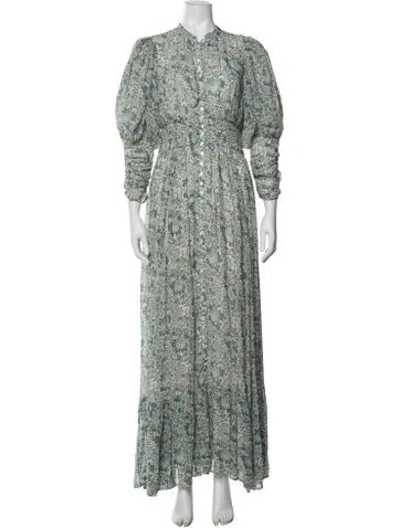 Pre-owned Bytimo Floral Print Long Dress W/ Tags In Green