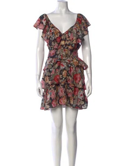 Pre-owned Bytimo Floral Print Mini Dress In Black/metallic