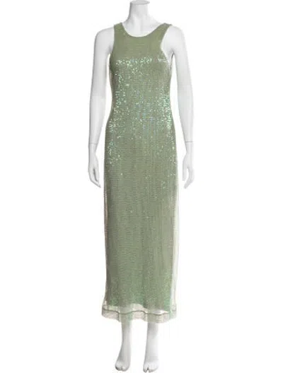 Pre-owned Bytimo Printed Long Dress In Green