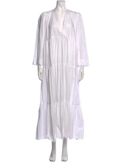 Pre-owned Bytimo V-neck Long Dress In White
