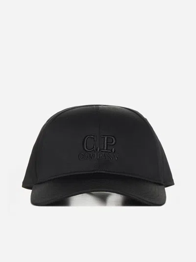 C.p. Company Logo Cotton Baseball Cap In Black