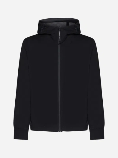 C.p. Company Stretch Cotton Zip-up Hoodie In Black