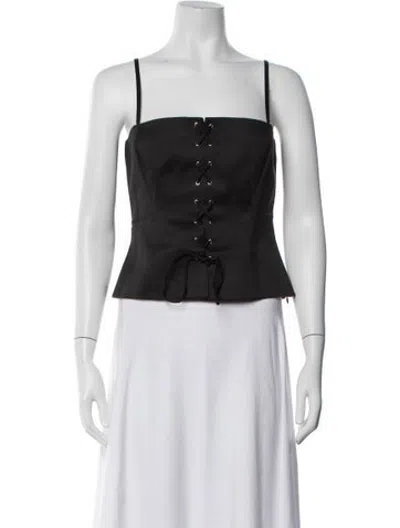 Pre-owned Cacharel Square Neckline Sleeveless Top In Black