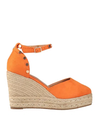 Cafènoir Woman Espadrilles Orange Size 9 Leather