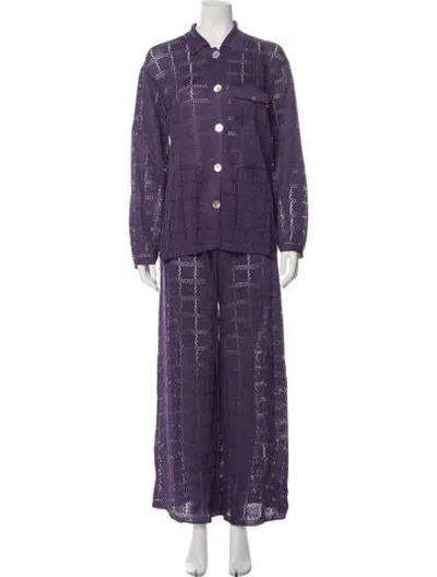 Pre-owned Calle Del Mar Patterned Pant Set In Purple