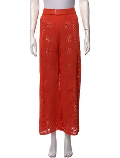 Pre-owned Calle Del Mar Patterned Wide Leg Pants In Orange