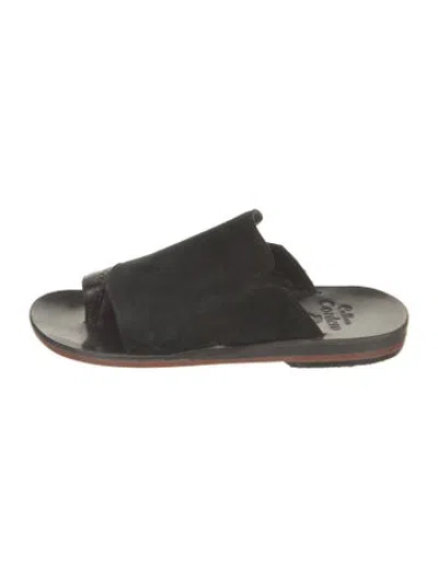 Pre-owned Calleen Cordero Suede Slides In Black