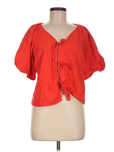 Pre-owned Calligraphie Short Sleeve Blouse In Red