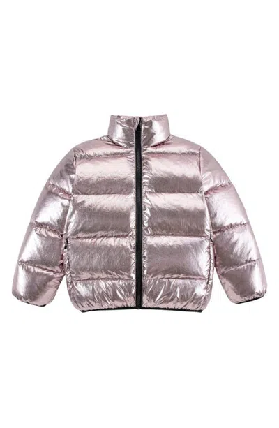 Calonie Kids' Fallon Metallic Puffer Jacket In Gray