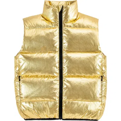 Calonie Kids' Fiona Metallic Puffer Vest In Gold