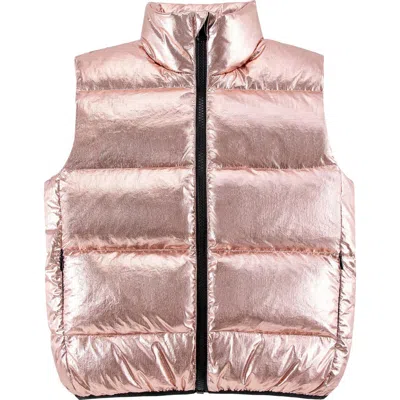 Calonie Kids' Fiona Metallic Puffer Vest In Pink
