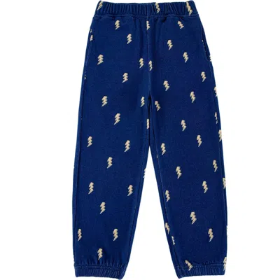 Calonie Kids' Lightning Bolt Fleece Joggers In Blue