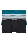 Calvin Klein 3-pack Low Rise Microfiber Stretch Trunks In N2l Black