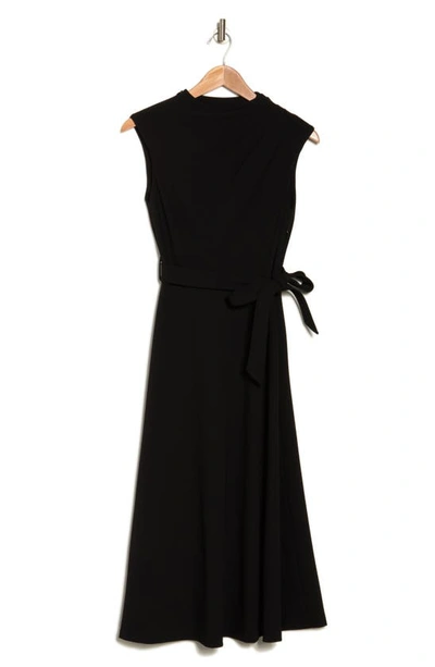 Calvin Klein Belted Midi Dress In Black