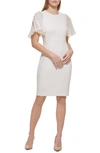 Calvin Klein Chiffon Flutter Sleeve Sheath Dress In Blossom