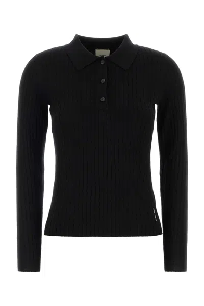 Calvin Klein Collection 100% Merino Ls Polo In Black