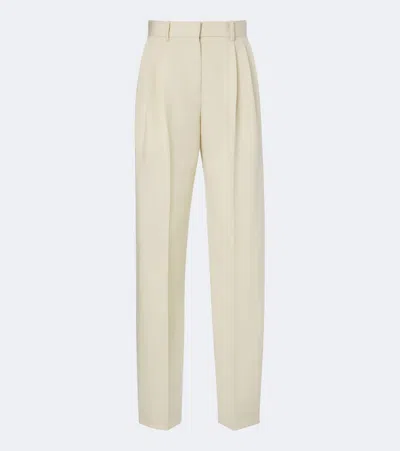 Calvin Klein Collection Cora Wool And Cotton Canvas Straight Pants In Beige